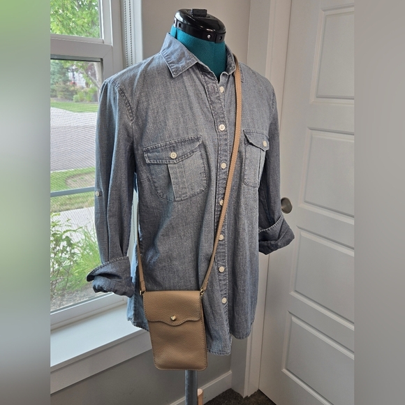 ISADORA LEATHER SMALL CROSSBODY PURSE MINI BAG TRAVEL TAUPE TAN WOMEN ITALY - Picture 3 of 14